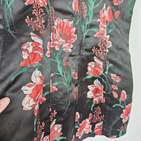 Super down Fiona Floral Mini Dress Black Red Floral Short Sexy Bodycon Small - Picture 12 of 16